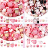 5/33Pcs 3D Pink Love Nurse Coffee Cup Theme Silicone Beads, Polygon + Print Round Beads + Lentil Beads, Fashion Designs, Beads For Jewelry Making, For DIY Accessories And Holiday Decorations, Keychain, Pen , And Decorative Accessories- Ldeal Gift